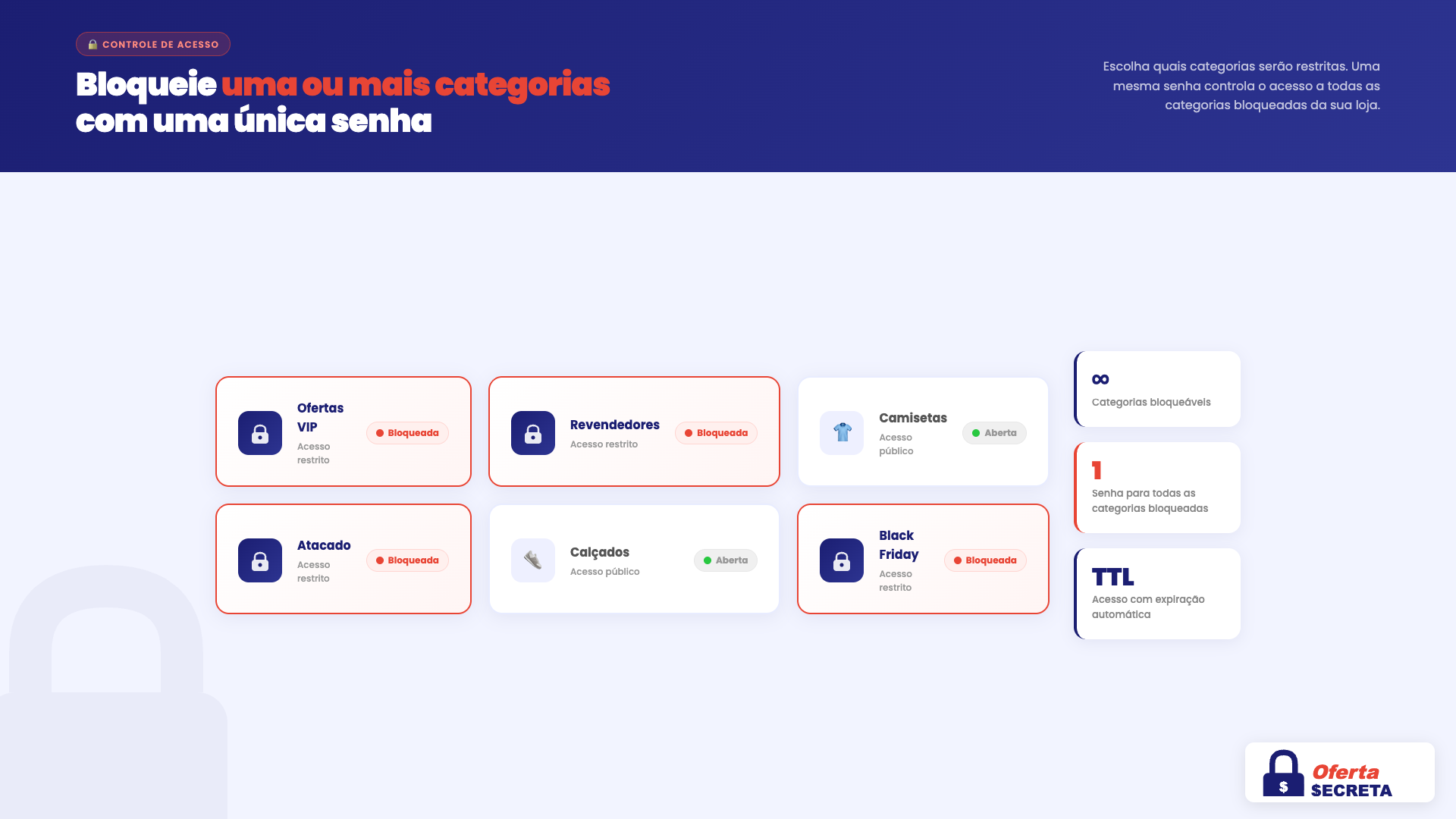 Lock one or more categories with a single password.