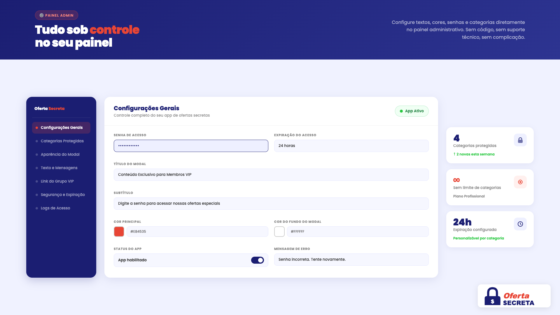 Everything under control in your admin — no code, no technical support.