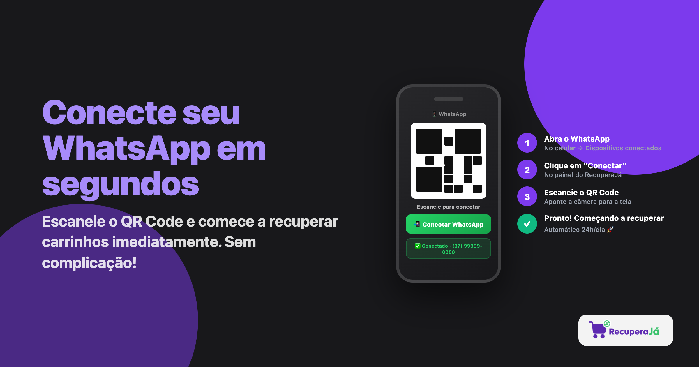 Conecte seu próprio WhatsApp em segundos lendo o QR Code.